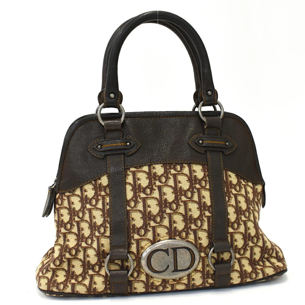 Christian Dior handbag CD logo Trotter canvas leather brown